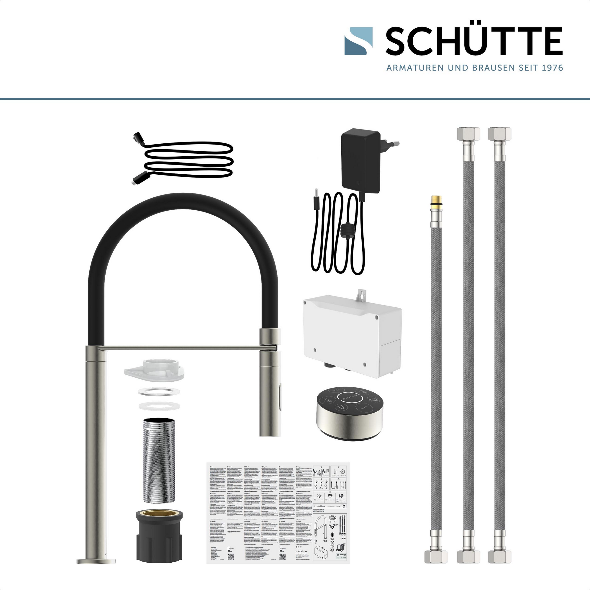 Digitale Spültischarmatur 'Aquadot' mit Smart Control Edelstahloptik/schwarz + product picture