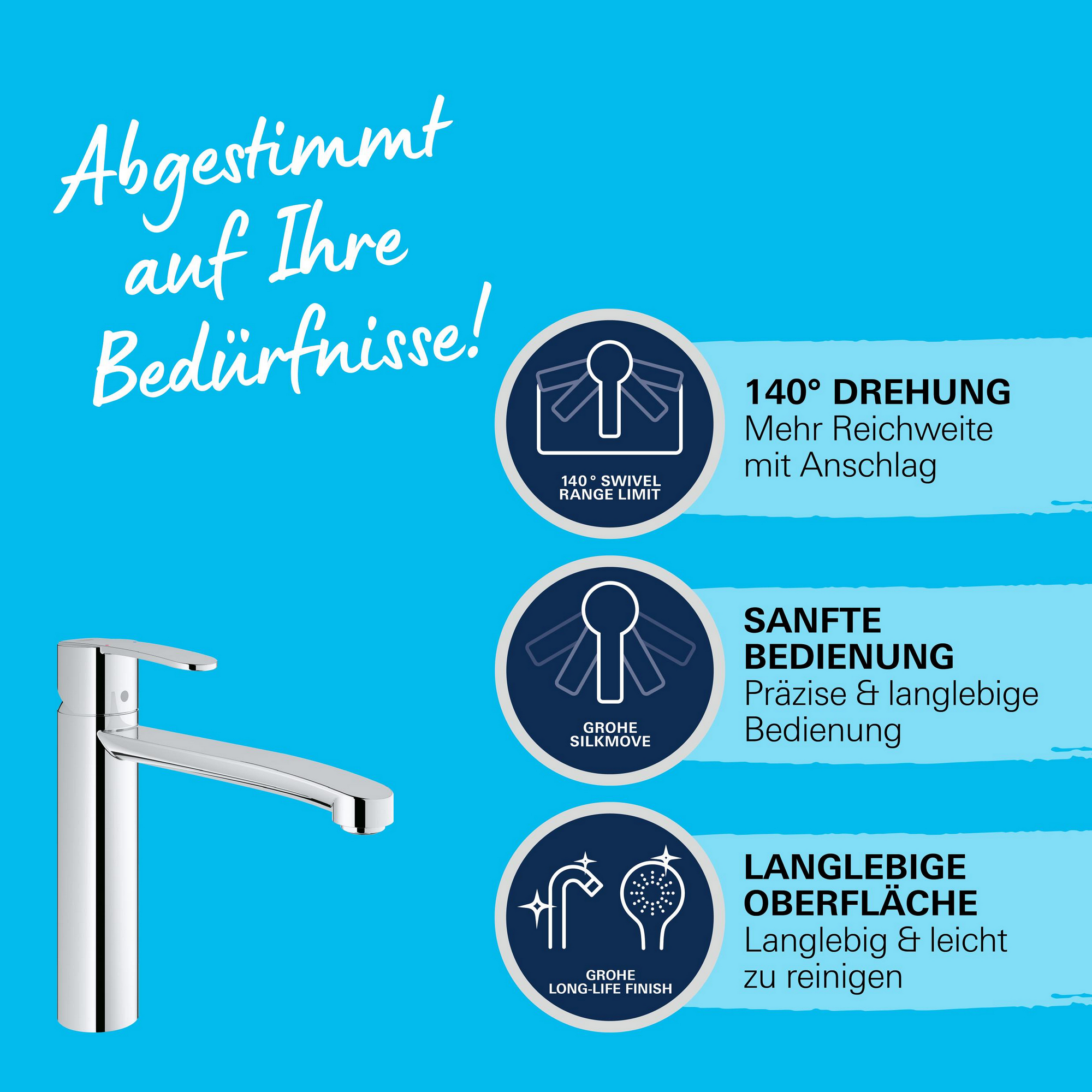 Einhand-Spültischbatterie 'Wave Cosmopolitan' verchromt