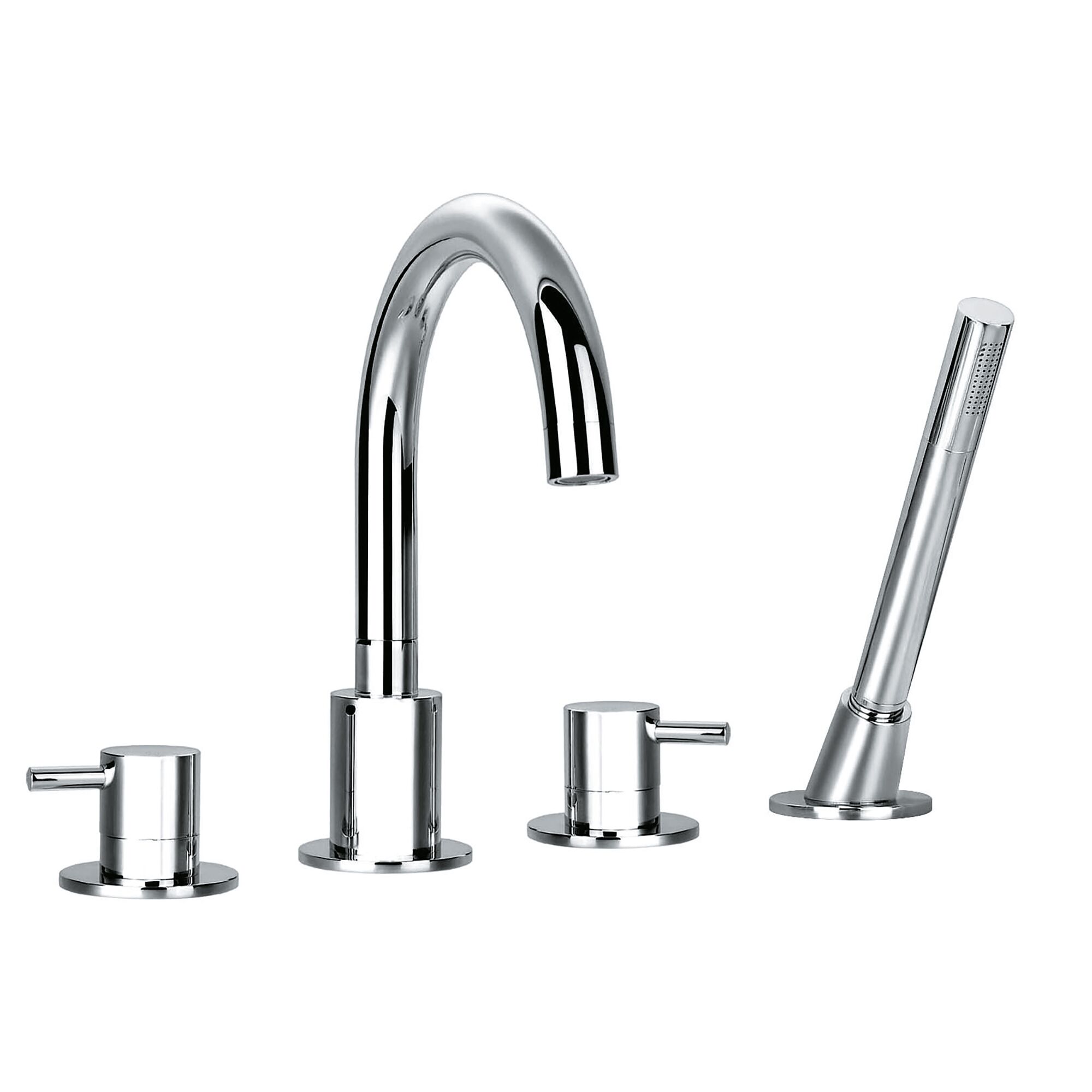 Chrom 4-Loch Wannenarmatur mit Handbrause