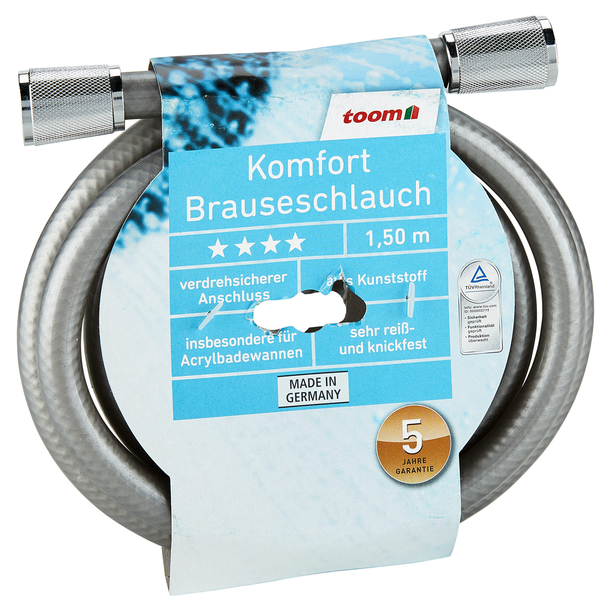 Komfortbrauseschlauch Kunststoff silbern 150 cm + product picture