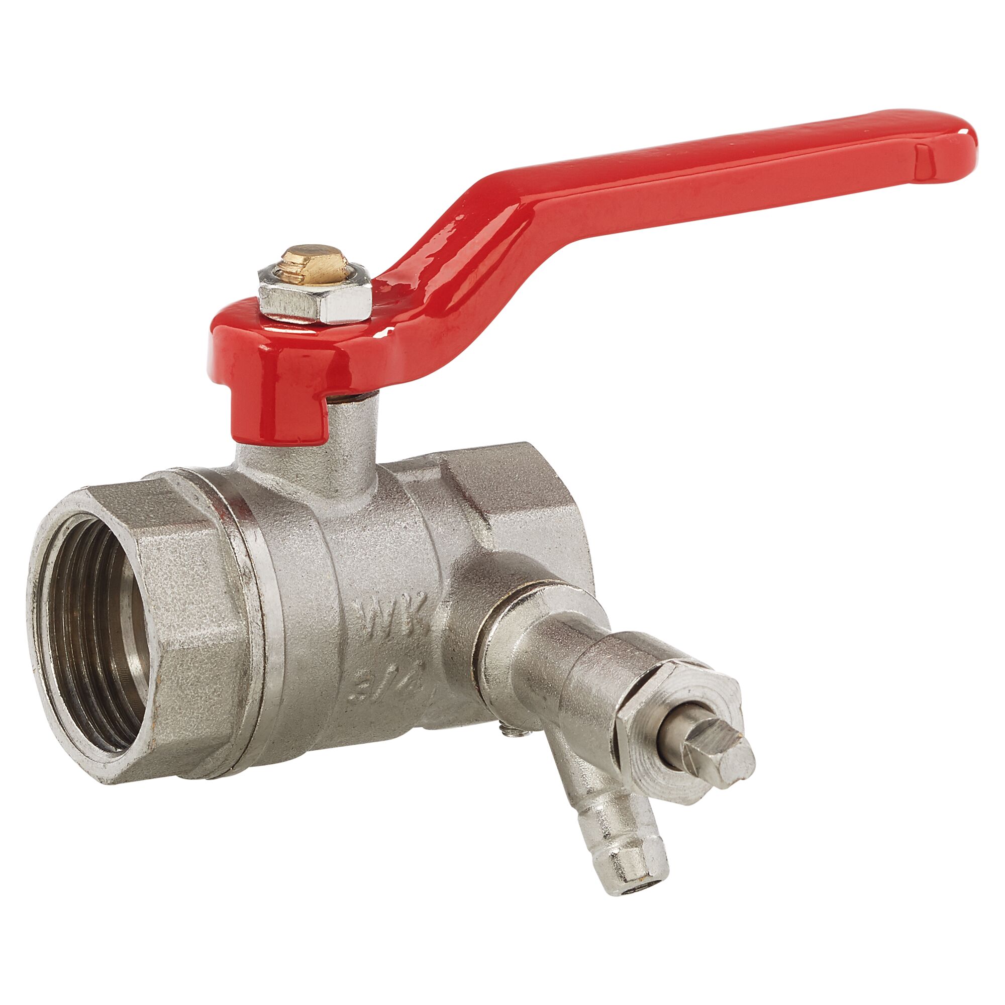 Kugelhahn mit Entleerung und rotem Griff