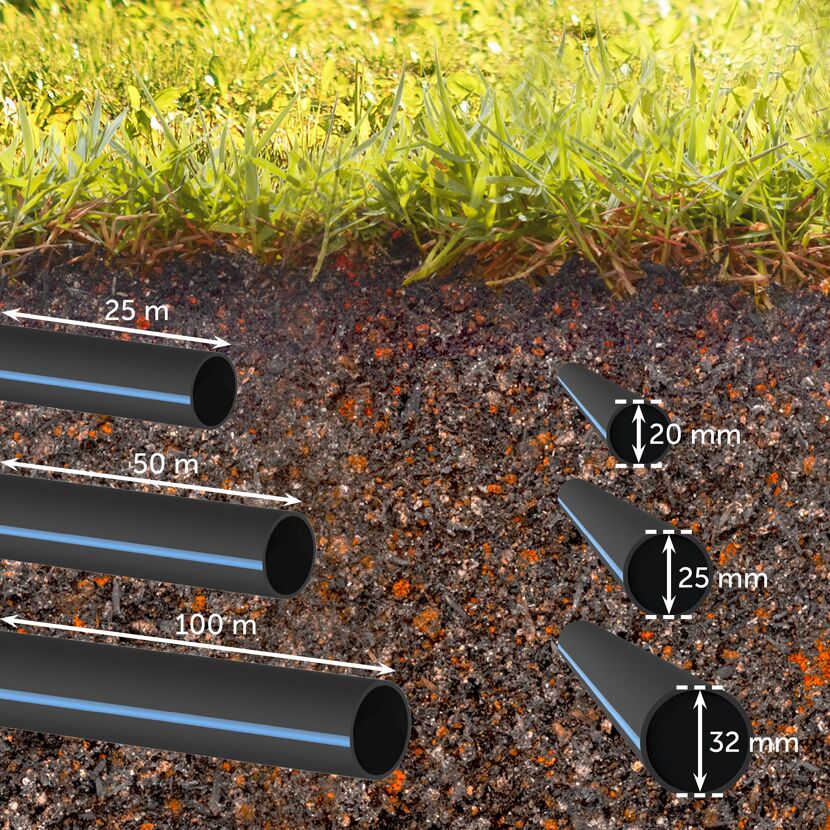 HDPE-Rohr in verschiedenen Größen und Längen