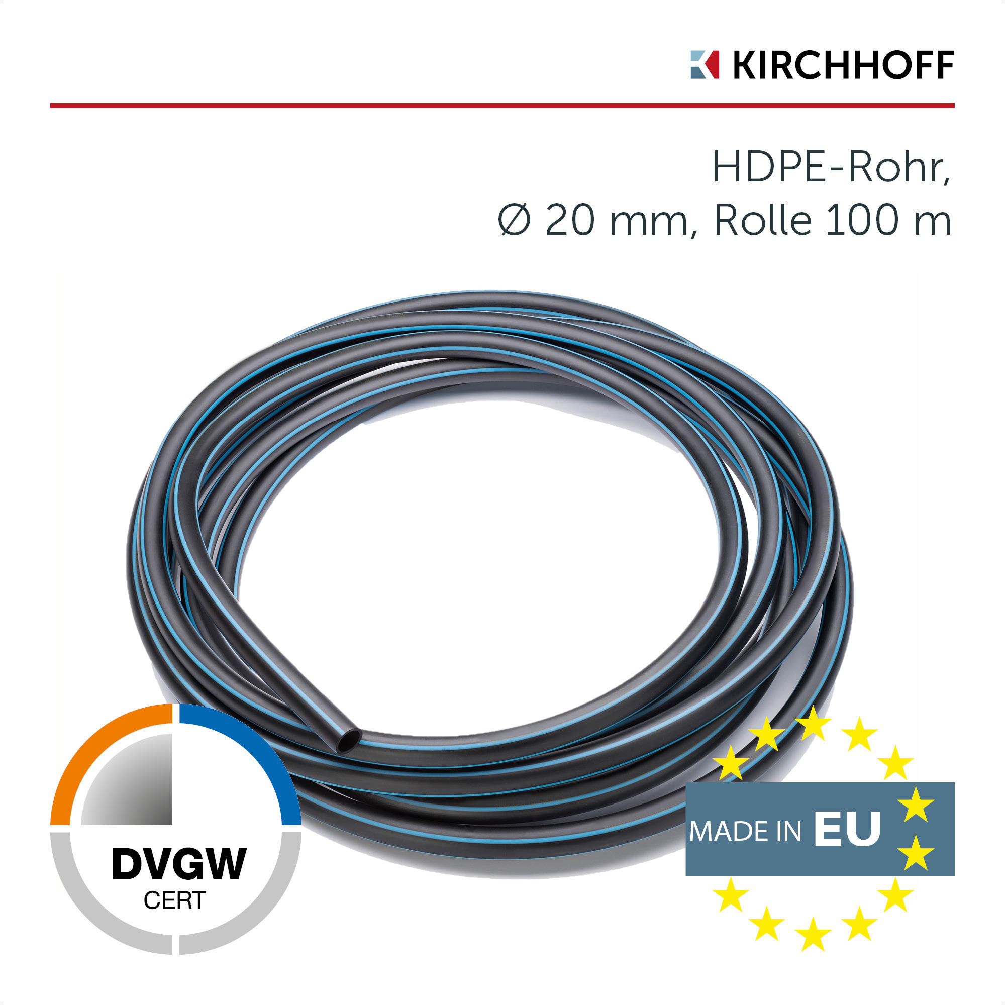 HDPE-Rohr blau/schwarz Ø 2 x 10000 + product picture