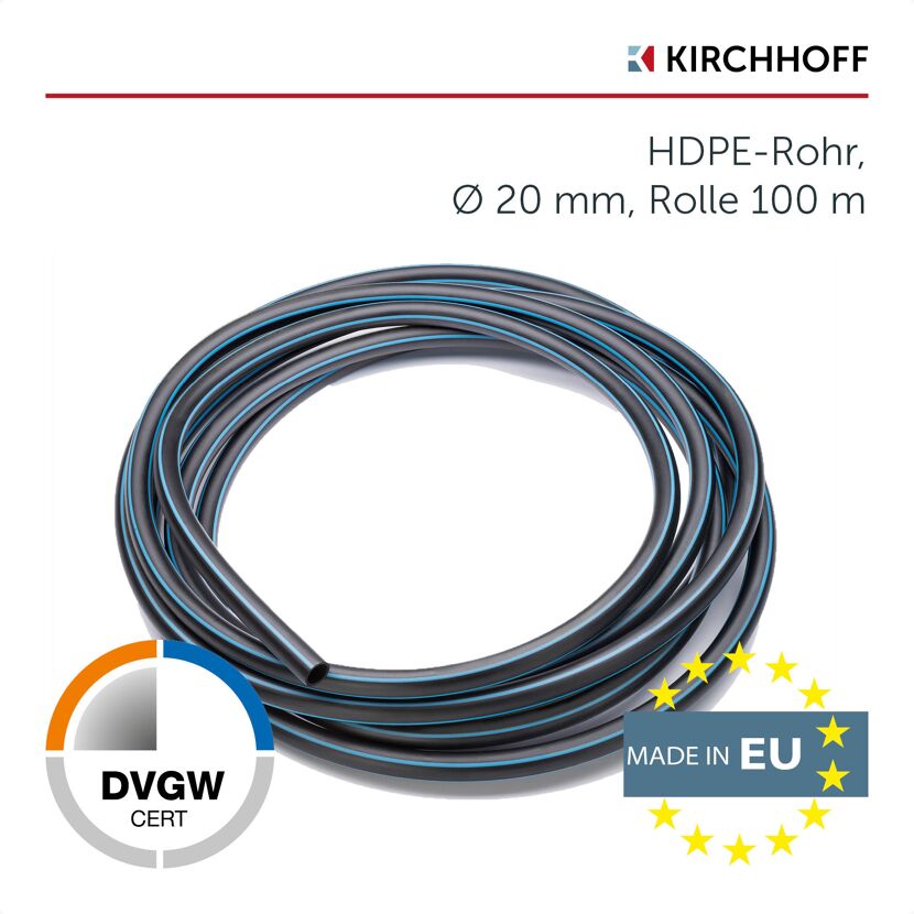 Schwarzes HDPE-Rohr, 20 mm, 100 m Rolle