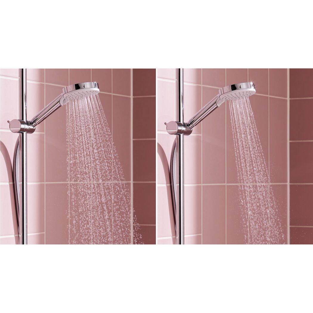 Duschkopf mit und ohne Wasserstrahl