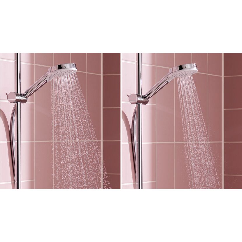 Duschkopf mit und ohne Wasserstrahl