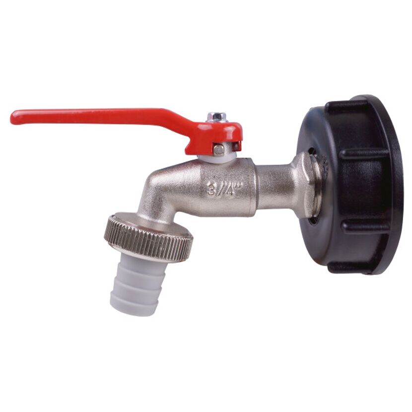 IBC-Kugelauslaufventil  mit Schlauchverschraubung Messing 3/4"