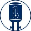 Blaues Symbol für Warmwasserbereiter.