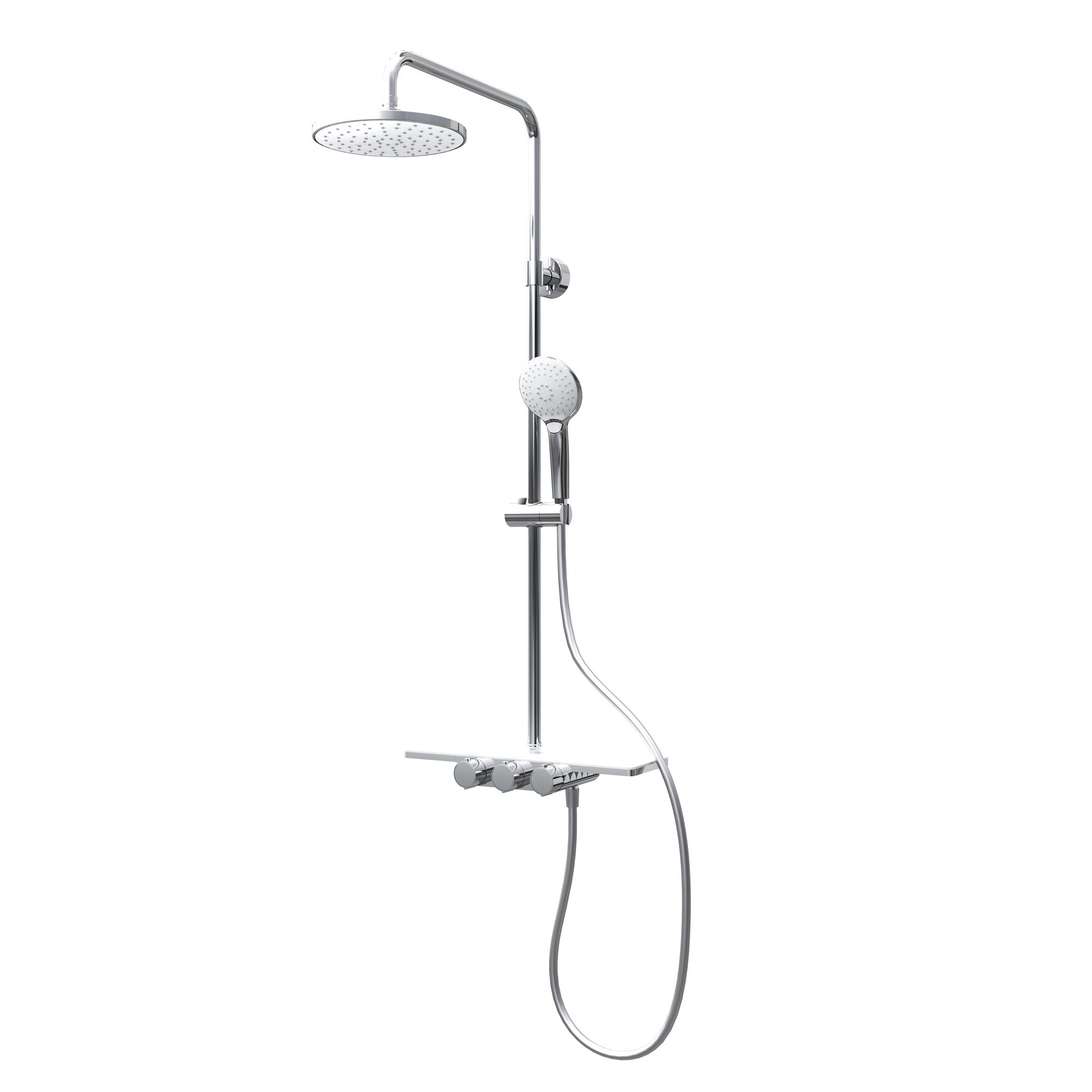 Schulte Duschsystem ‚Duschmaster Rain III‘ mit Thermostat und Ablage rund 111 cm