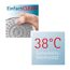 Hand hält Duschkopf mit Sicherheitsthermostat 38°C