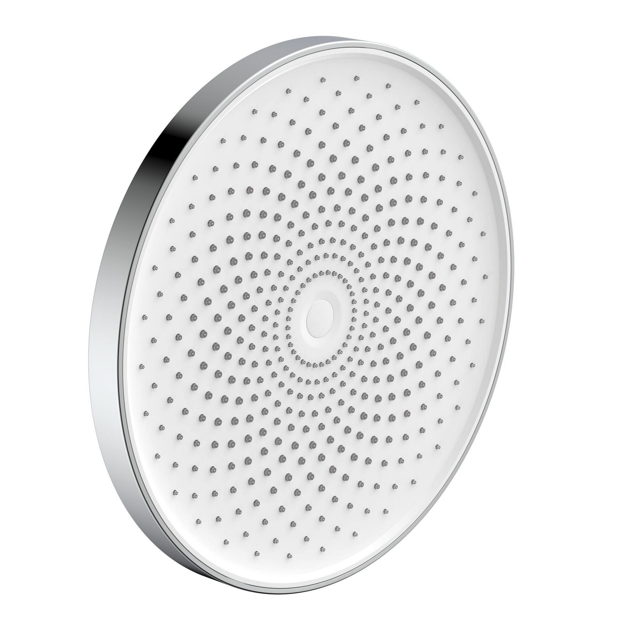 Weiße runde Kopfbrause mit Duschköpfen