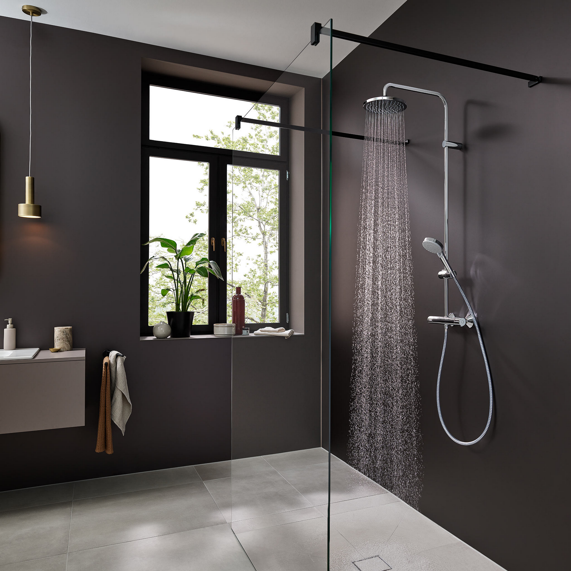 Duschsystem 'Vernis Blend 200' chromfarben mit Thermostat