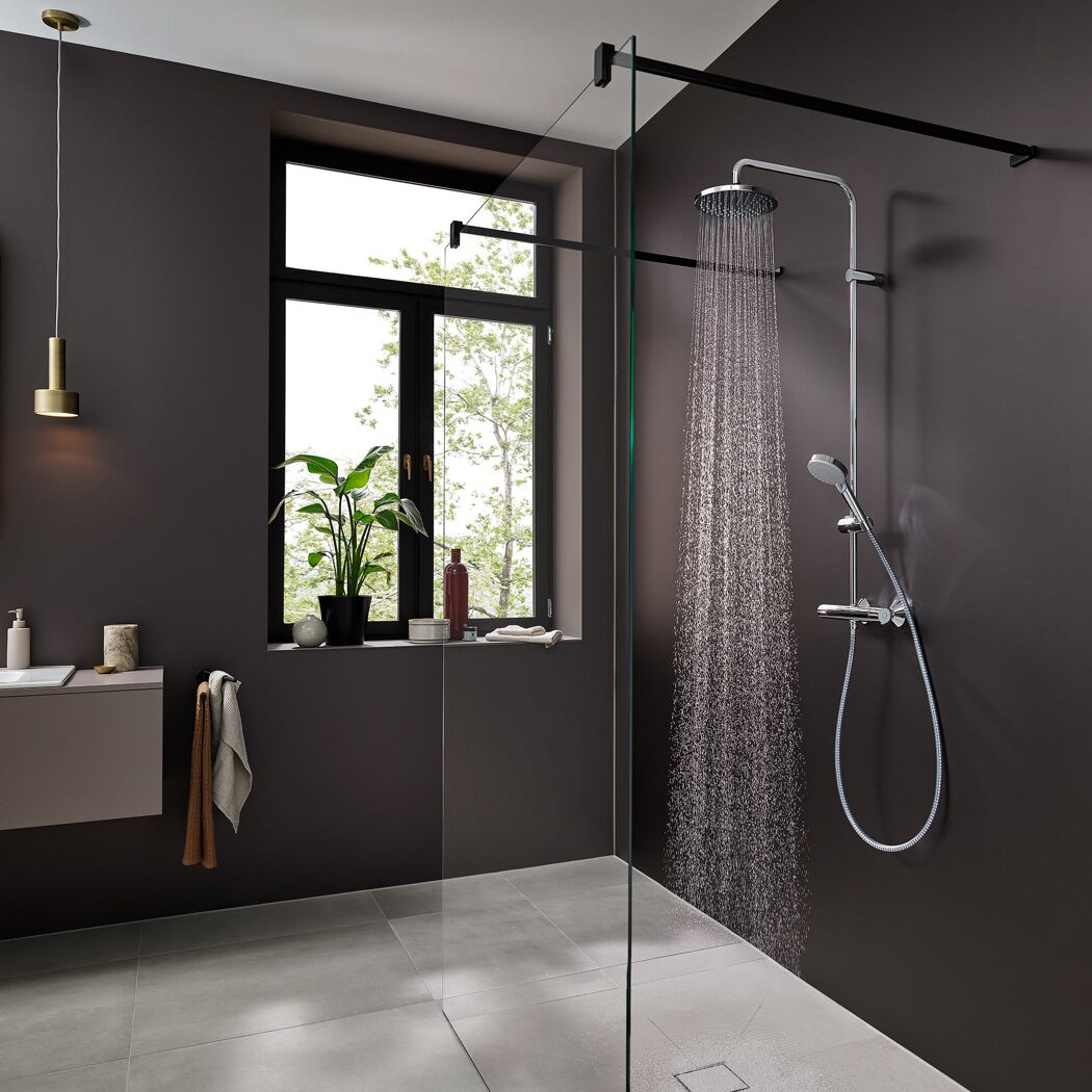 Duschsystem 'Vernis Blend 200' chromfarben mit Thermostat