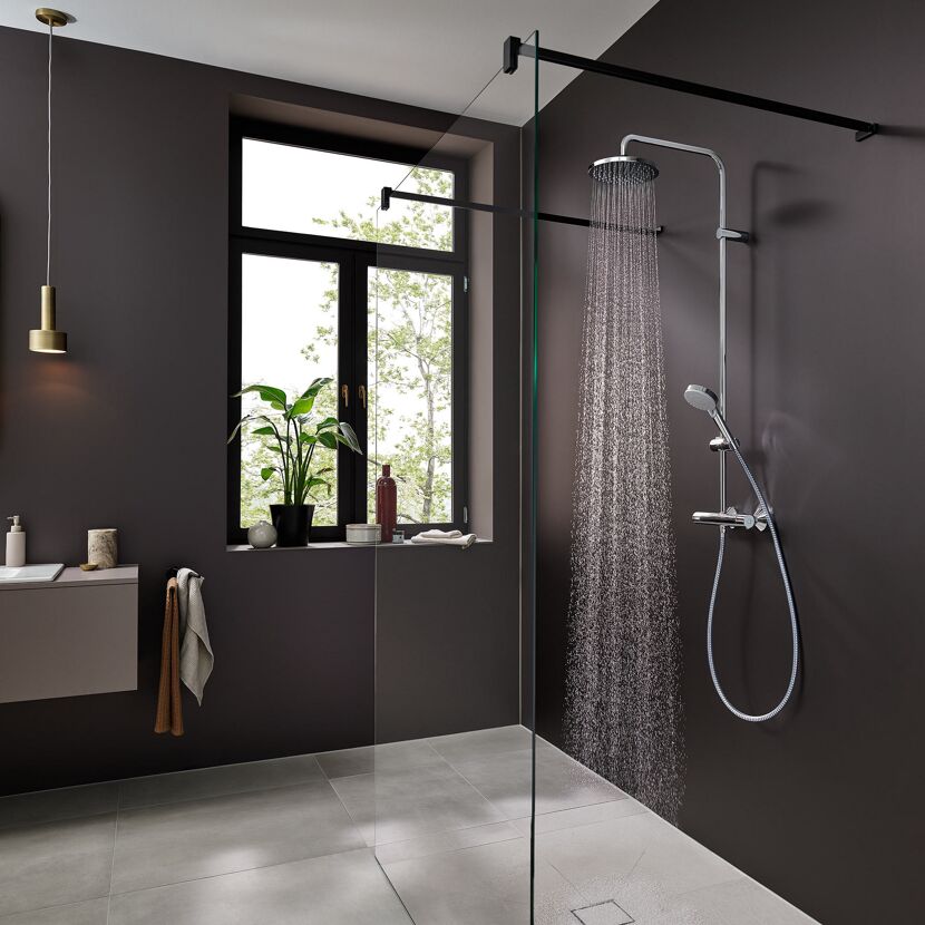 Duschsystem 'Vernis Blend 200' chromfarben mit Thermostat