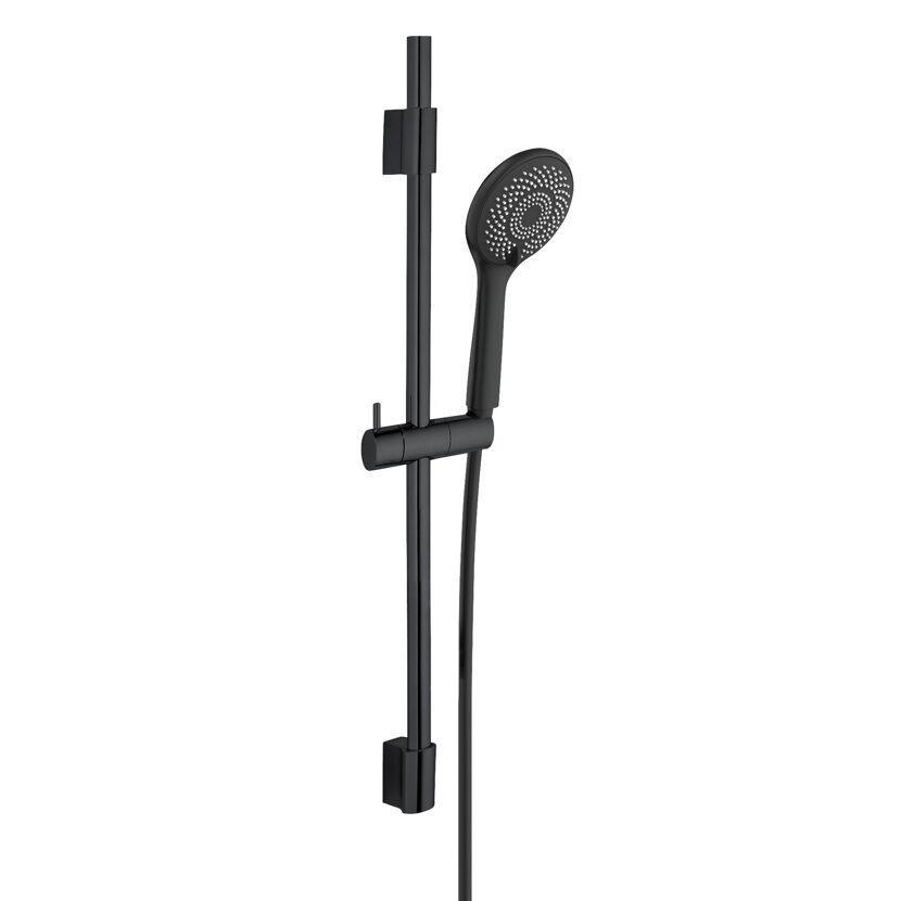Schwarzes Brauseset mit Duschkopf und Schlauch