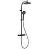 Schwarze Duschsäule mit Regendusche und Handbrause