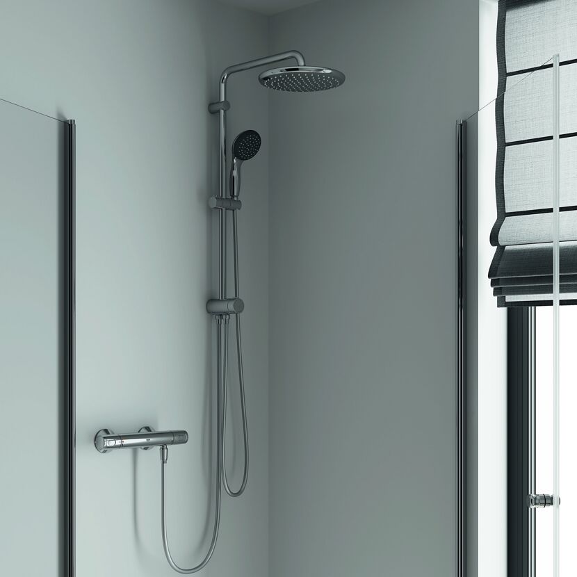 Duschsystem mit Thermostat und Regendusche