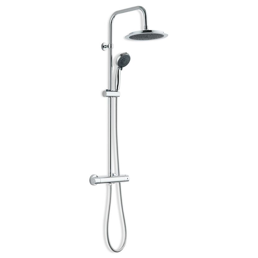 Chrom Duschstange mit Duschkopf und Schlauch