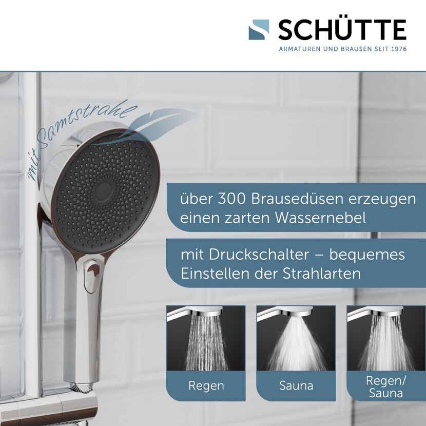 Duschkopf mit drei Strahlarten