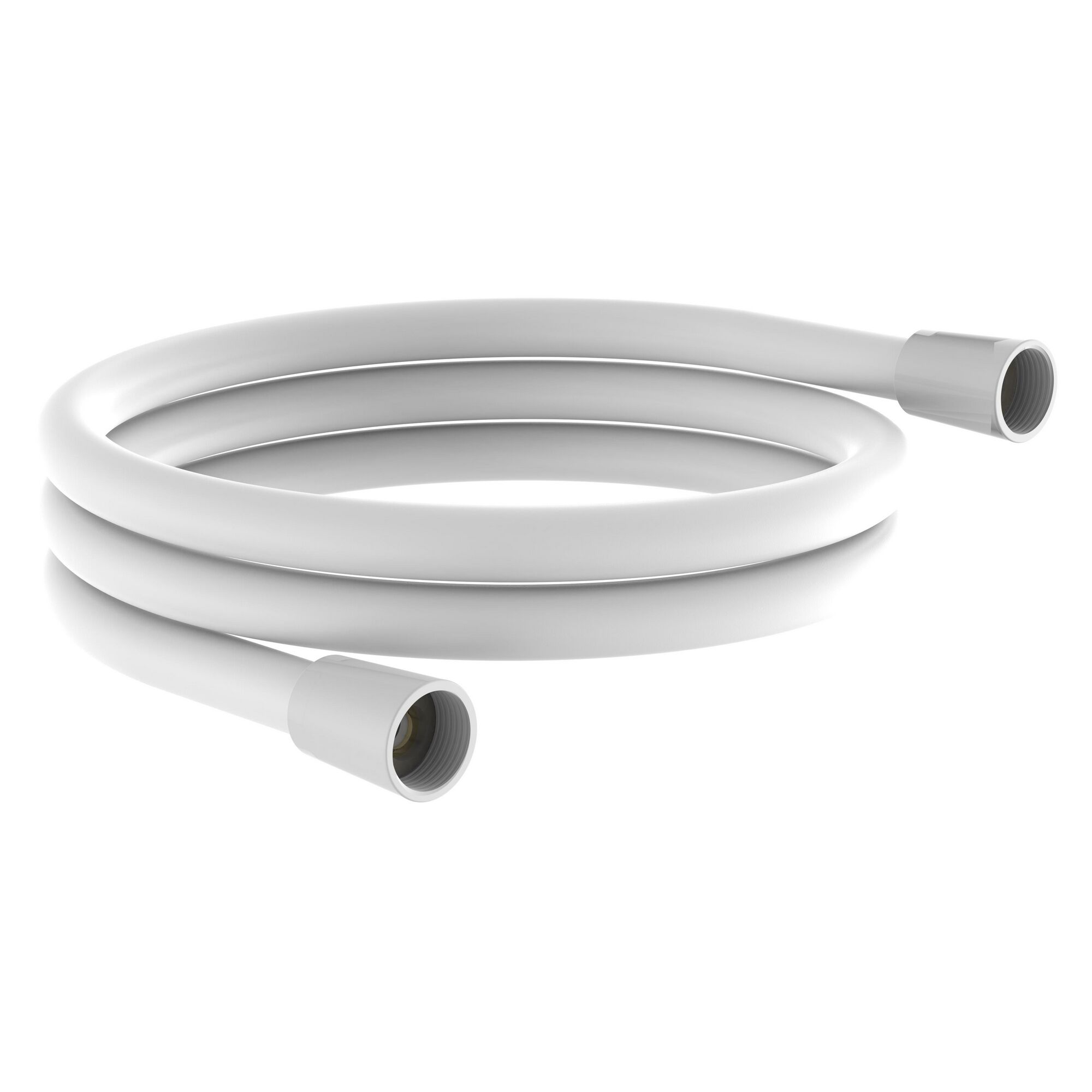 Weißer Brauseschlauch, aufgerollt.