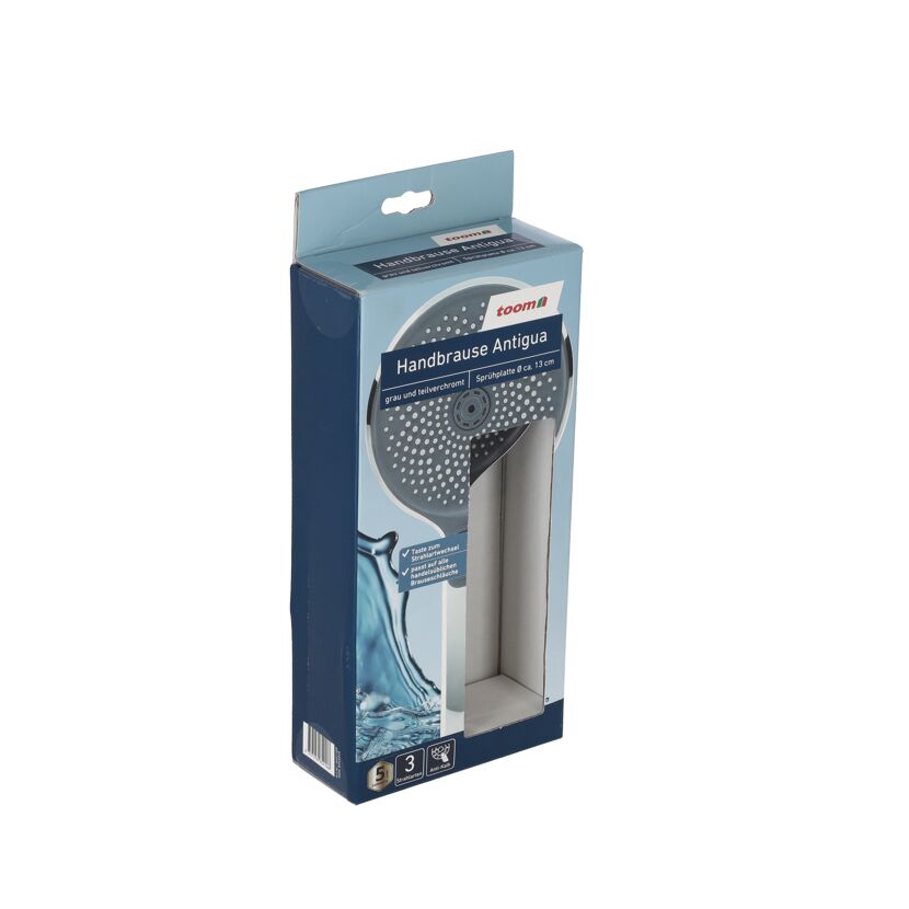 Handbrause Antigua grau, teilverchromt in Verpackung