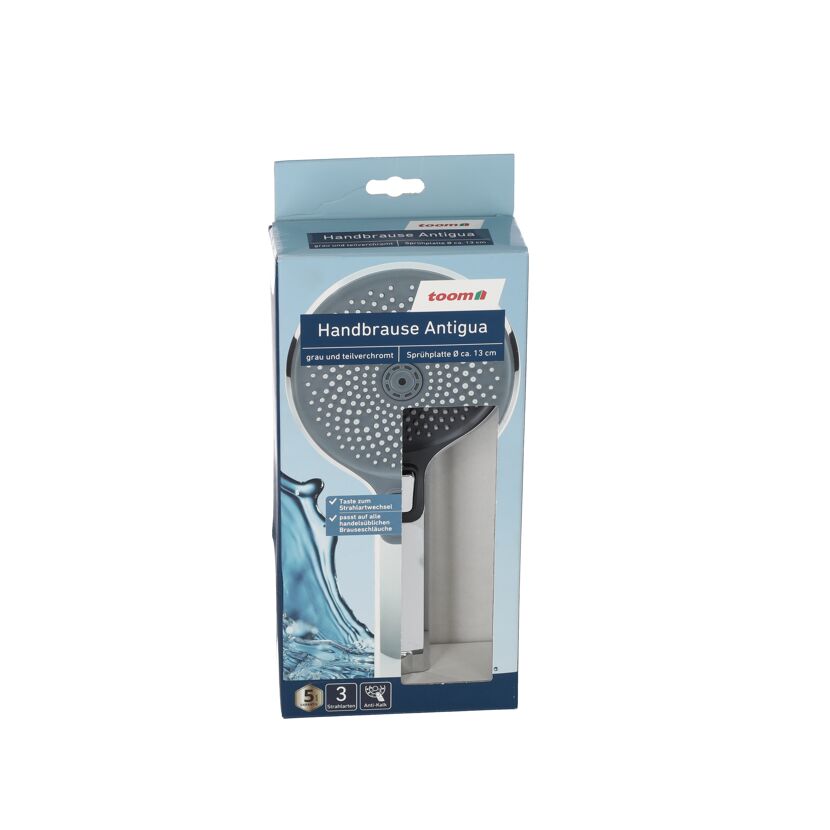 Handbrause Antigua grau und teilverchromt in Verpackung