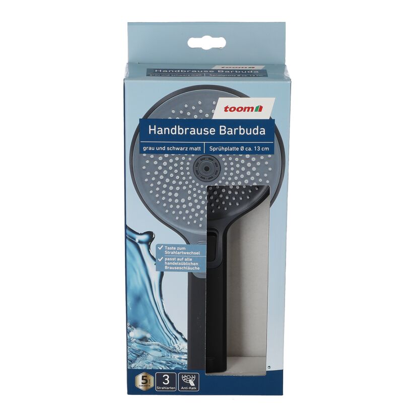 Handbrause Barbuda grau und schwarz