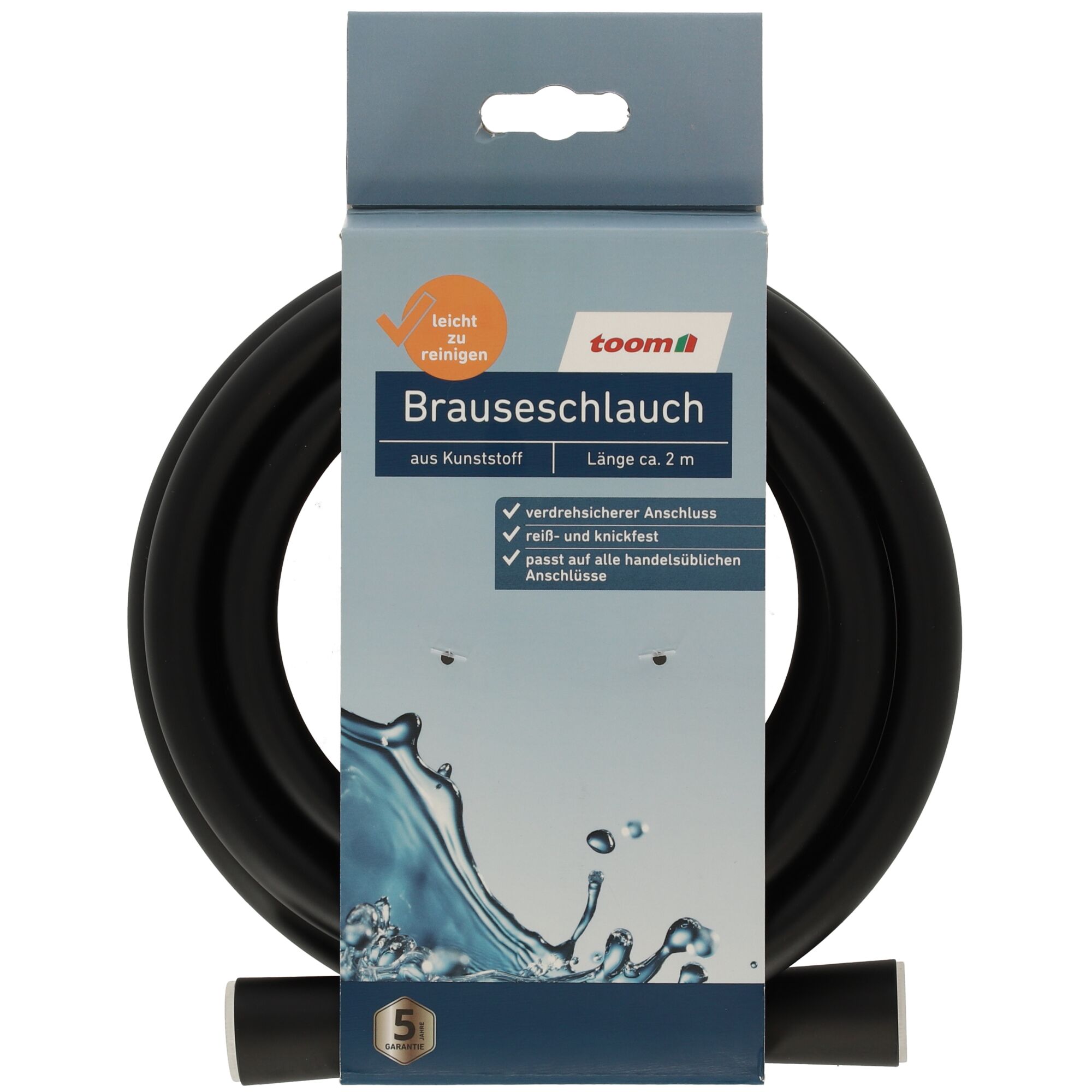 Schwarzer Brauseschlauch, 2 m lang, von toom