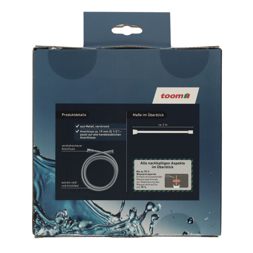 toom Premium Brauseschlauch, 2 m, Metall, verchromt