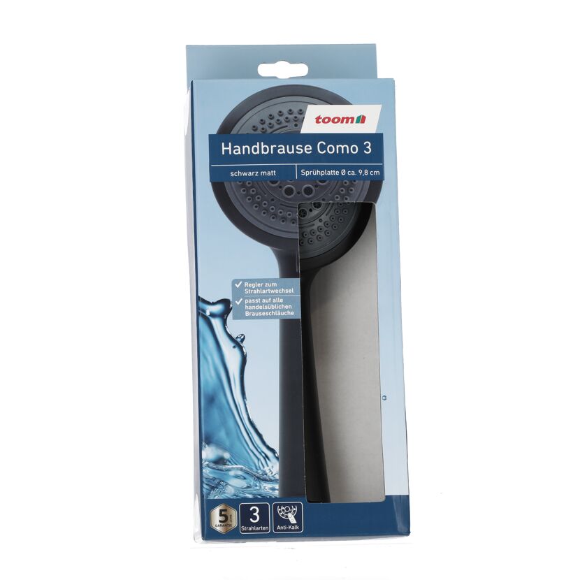 Handbrause Como 3, schwarz matt, in Verpackung