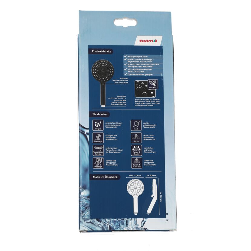 Schwarze Handbrause Bellagio in Verpackung