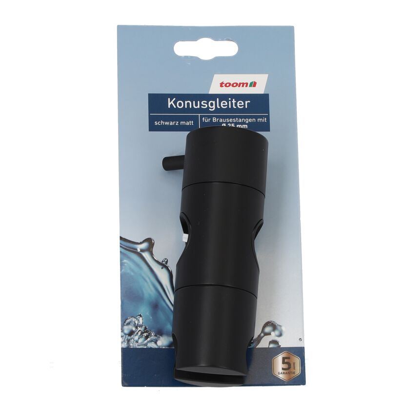 Schwarzer Brausegleiter für Brausestangen mit 25 mm Durchmesser
