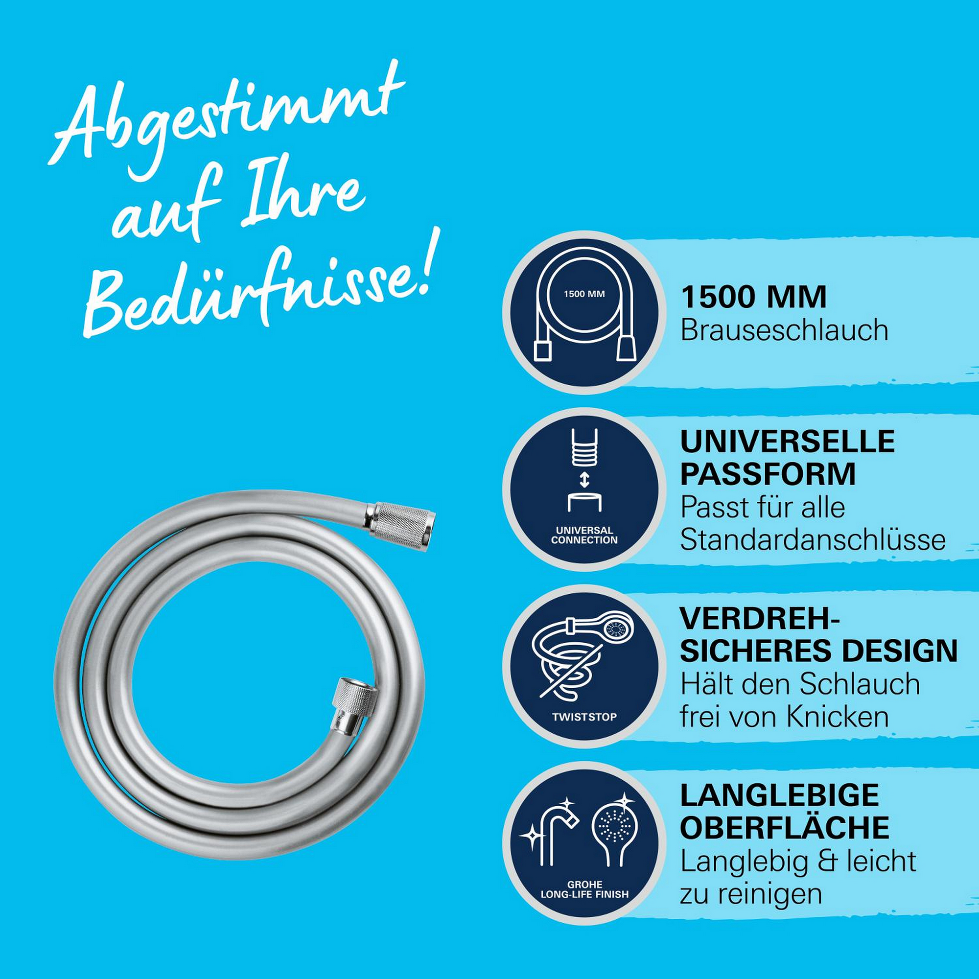 Brauseschlauch 'Vitalioflex Trend' chromfarben 150 cm