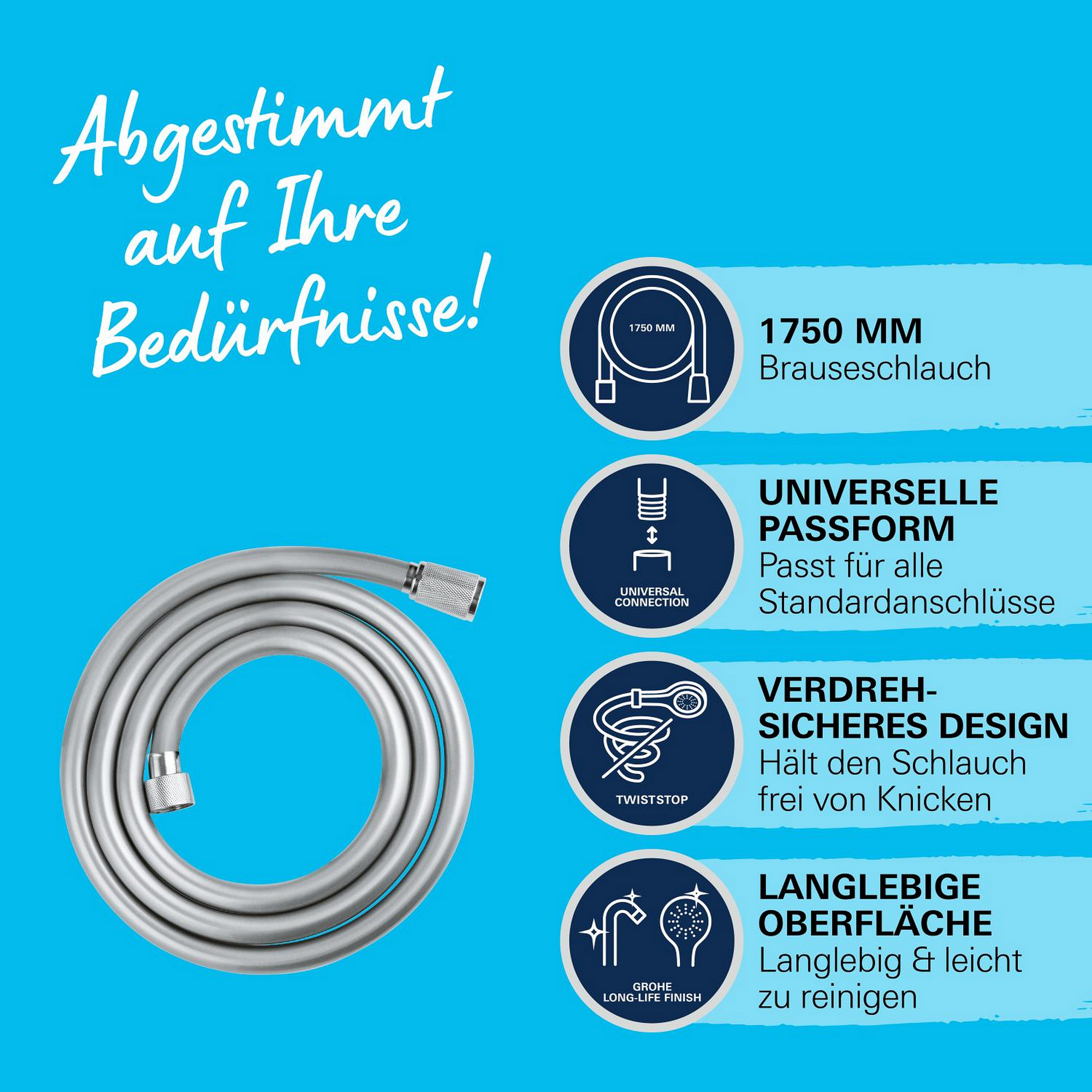 Brauseschlauch 'Vitalioflex Trend' chromfarben 175 cm