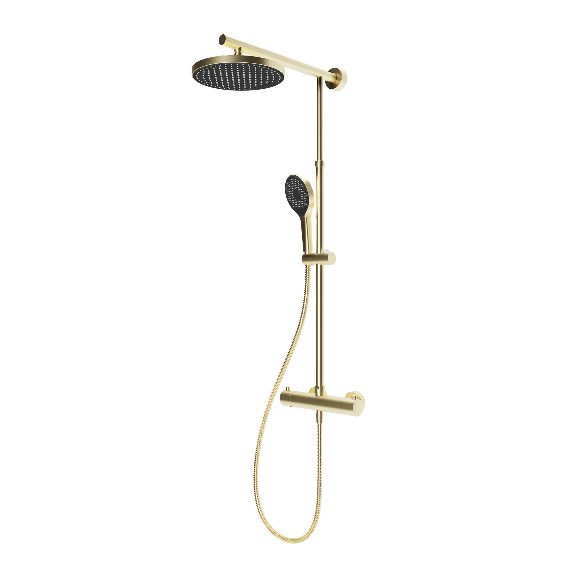 Goldene Duschsäule mit Regendusche und Handbrause