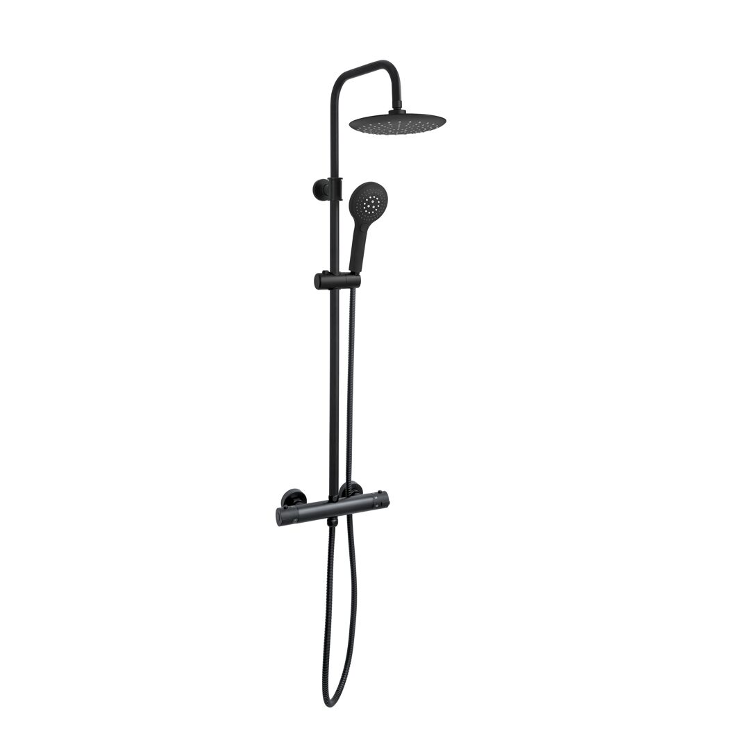 Duschsäule mit Thermostatarmatur schwarz 79-129 cm