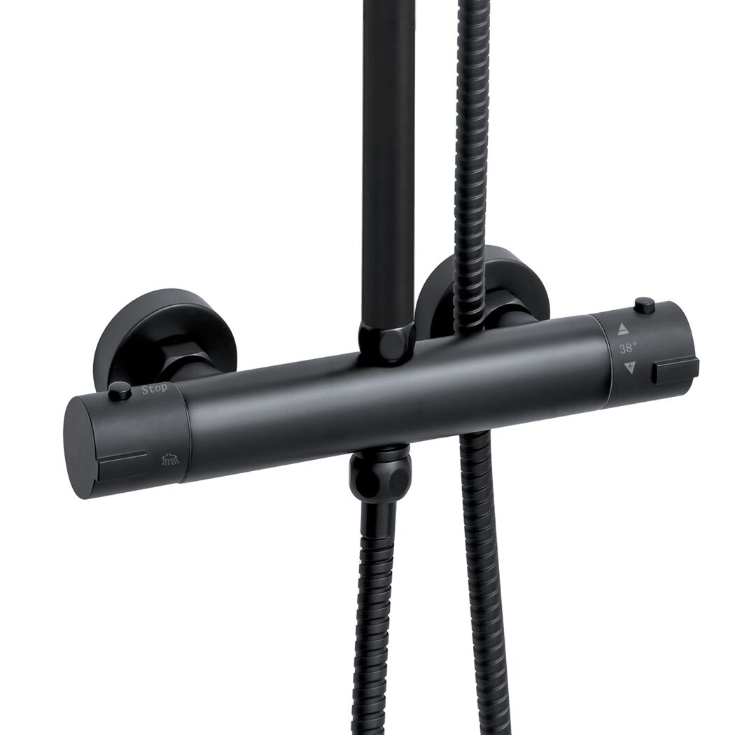 Duschsäule mit Thermostatarmatur schwarz 79-129 cm