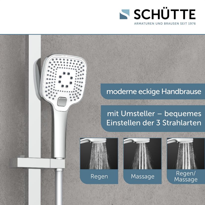 Duschkopf mit drei Strahlarten