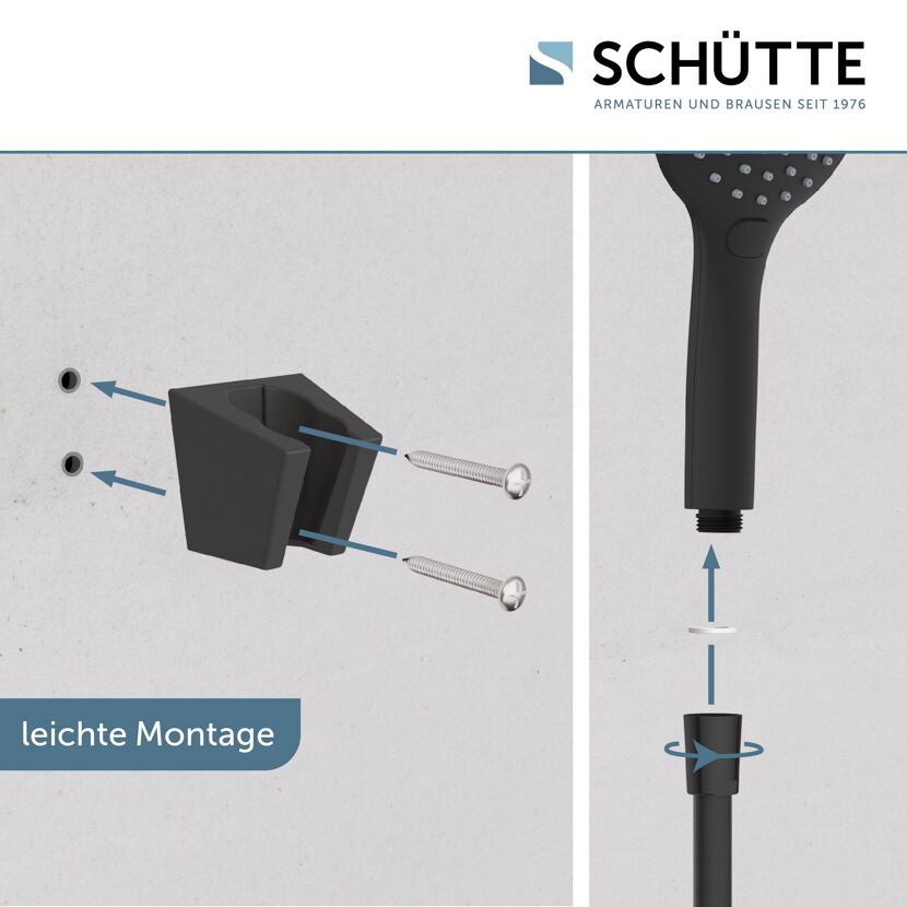 Montage einer Handbrause mit Schrauben.