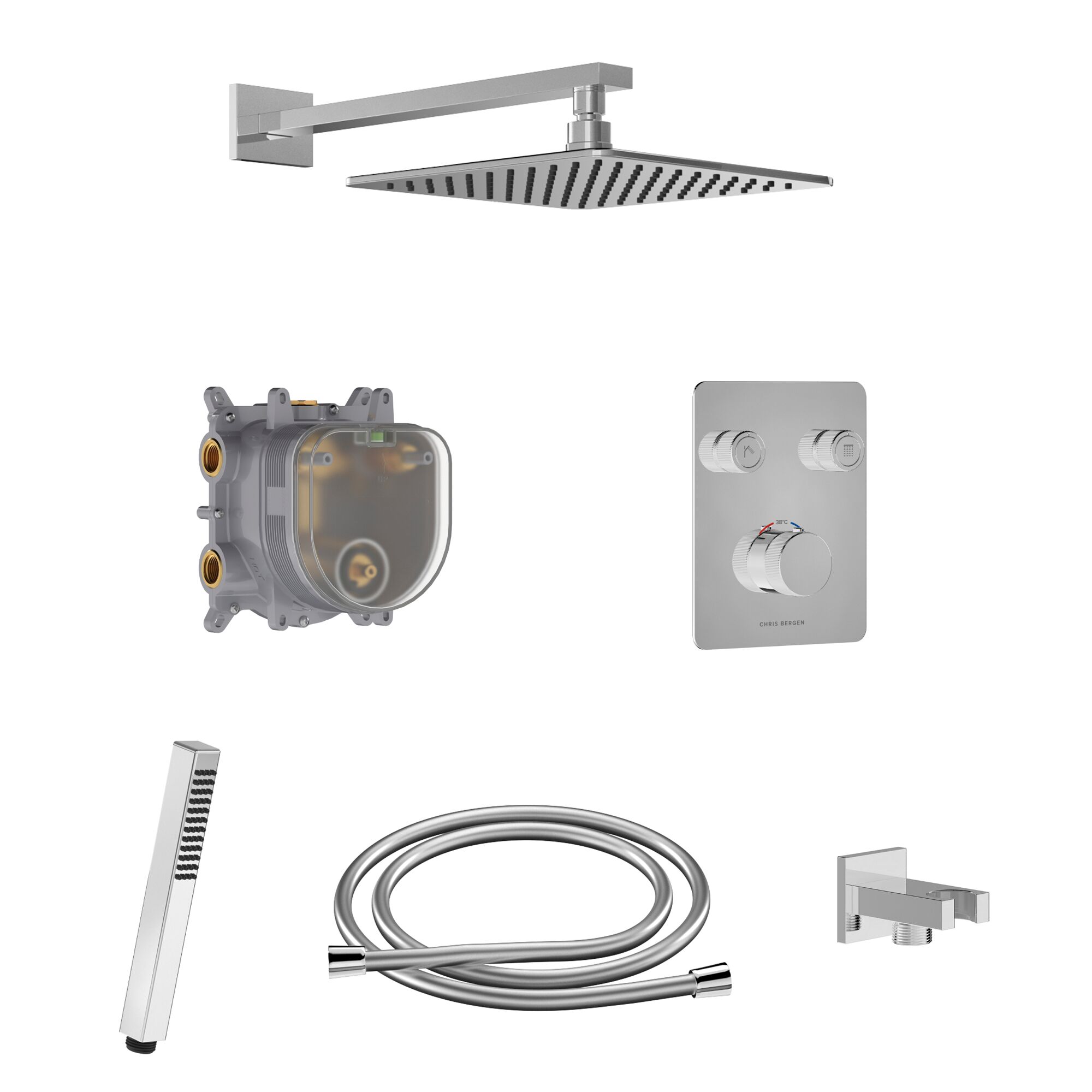 Duschsystem mit Thermostat und Regendusche