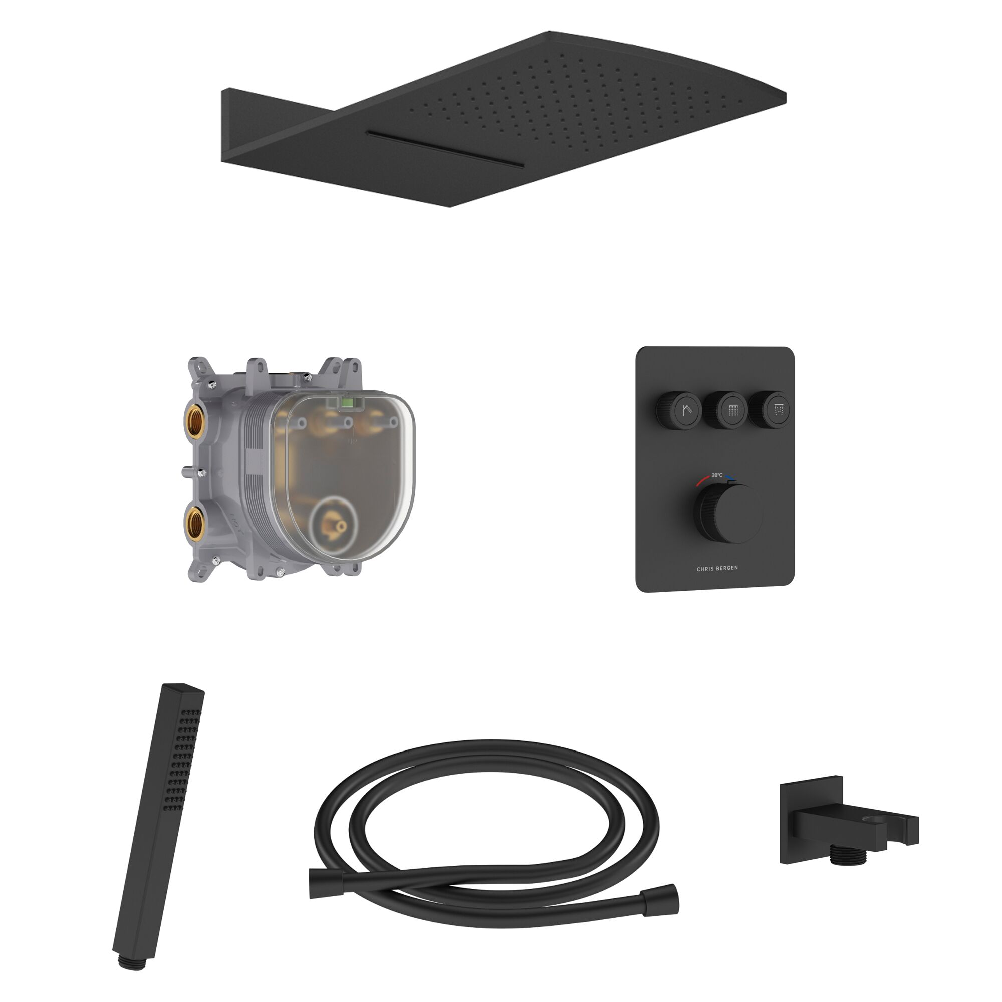 Duschsystem mit Thermostat und Regendusche