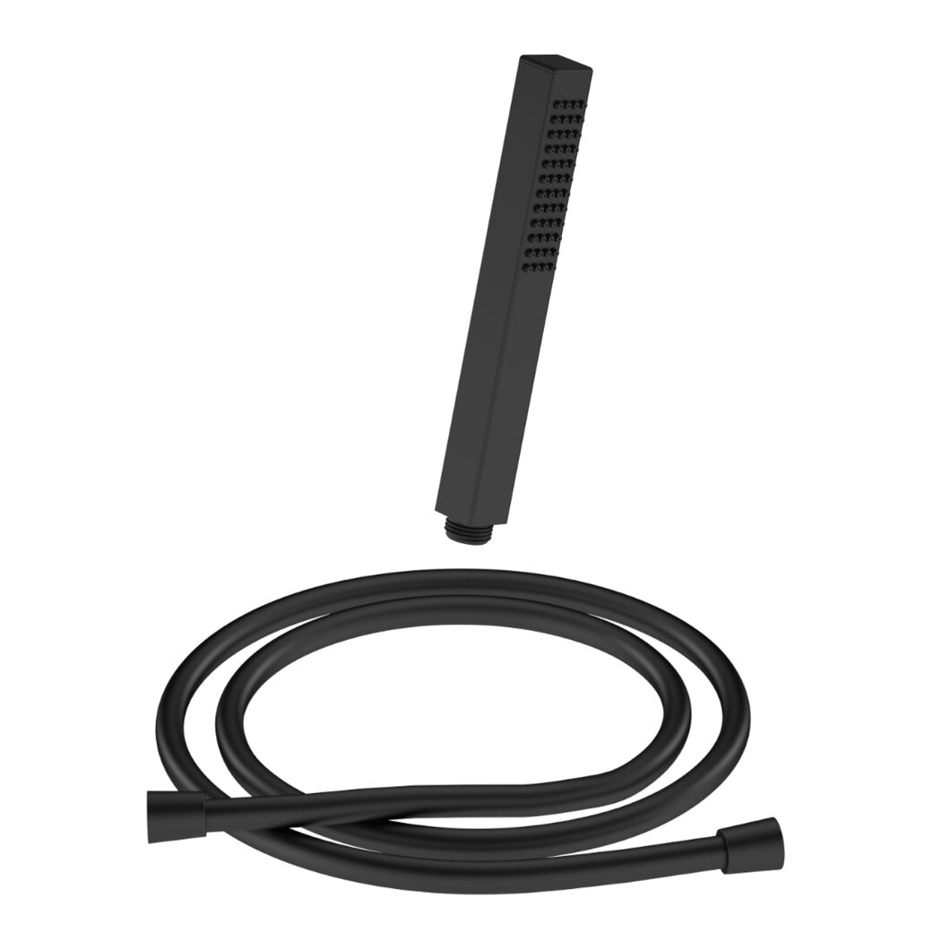 Schwarze Handbrause mit Schlauch