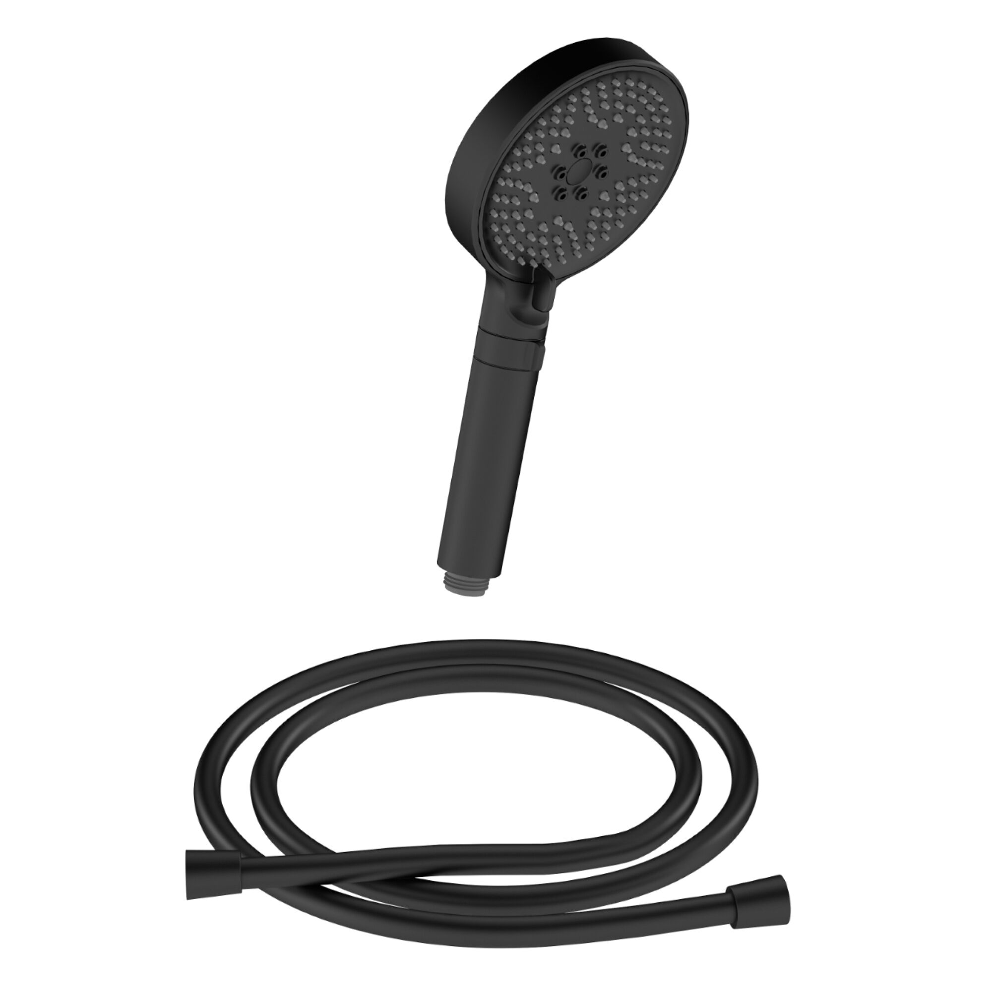 Schwarze Handbrause mit Schlauch