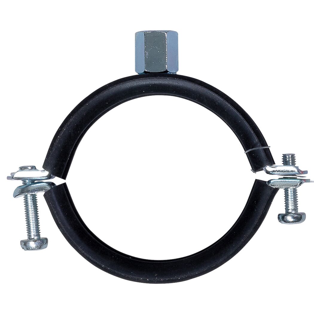 Schwarze Rohrschelle mit Schrauben