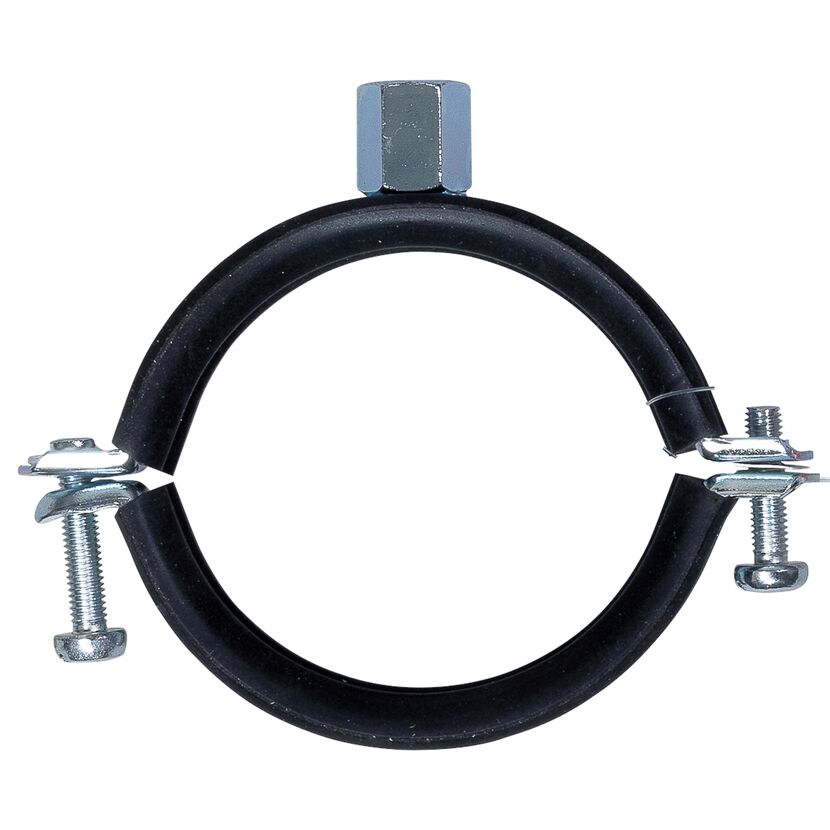 Schwarze Rohrschelle mit Schrauben