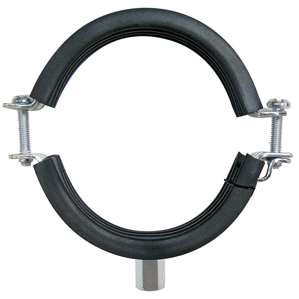 Schwarze Rohrschelle mit Schrauben