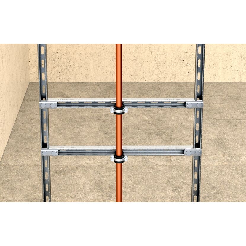 Kupferrohr mit Schienenverbinder