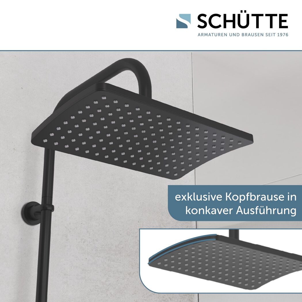 Schwarze Duschsäule mit Regenkopfbrause