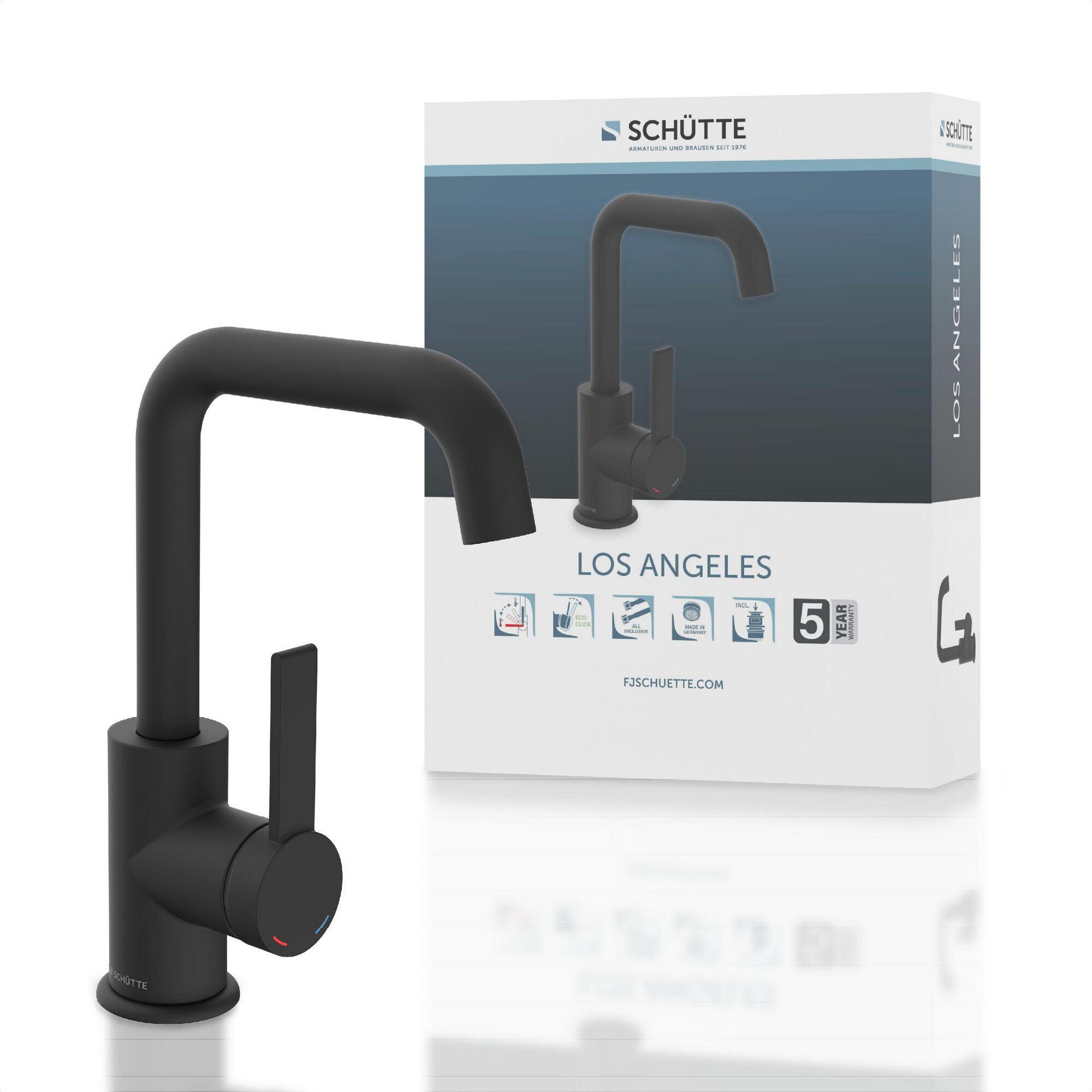 Schwarze Armatur mit Verpackung