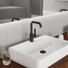 Waschbecken mit schwarzem Wasserhahn